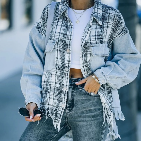 Dance & Marvel Jackets & Coats Nwt Dance Marvel Plaid Tweed